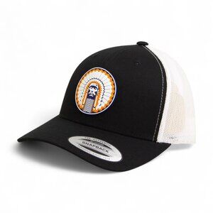Illinois Fighting Illini Chief Illiniwek YP Snapback Hat- Black/ White